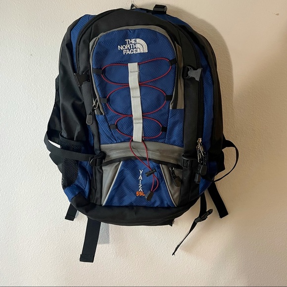 The North Face Yaiza 55L Hiking Outdoor Travel Backpack Unisex Blue Black